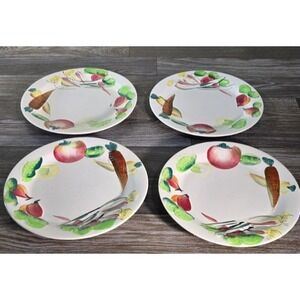 Del Coronado Plate Set of 4 7.5in Multi color Fruit Vegetable Hand Painted Japan